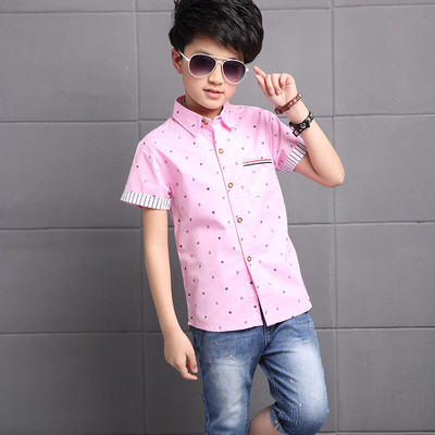 Cămașă pentru copii stilată pentru băieți cu decolteu în V, mâneci lungi și scurte, trei modele în mai multe culori