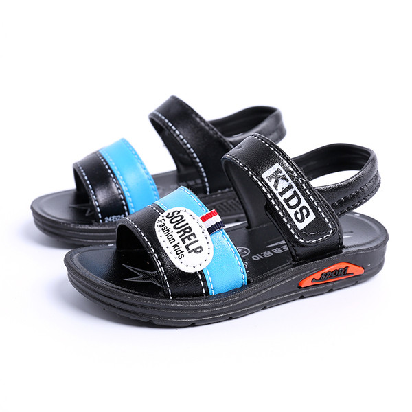 Sandale pentru copii din piele Eco cu decor de culoare a doua pentru baieti