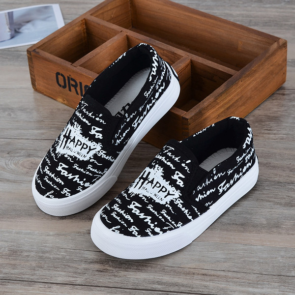 Παιδικά πάνινα παπούτσια με επιγραφή κατάλληλα για κορίτσια και αγόρια