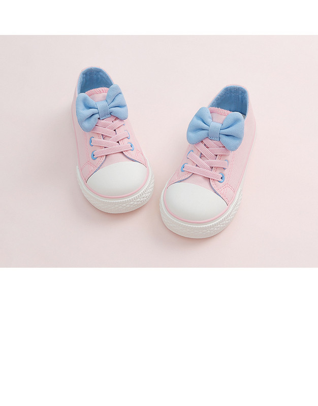 Παιδικά πάνινα παπούτσια για κορίτσια με συνδέσμους και στοιχείο κορδέλας