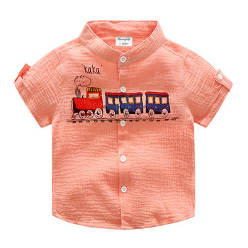 Ежедневна детска риза за момчета с цветна и интересна апликация в три цвята