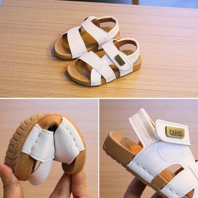 Comfortable children`s sandals made of eco leather for boys in three colors