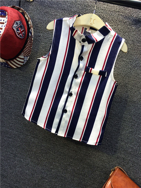 Set sport modern pentru copii de zi cu zi pentru băieți în două părți maiou cu dungi + pantaloni scurți tip Potur