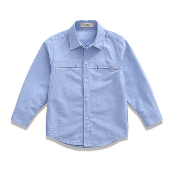 Семпла детска риза за момчета,подходяща за ежедневие с V-образна яка в четири цвята