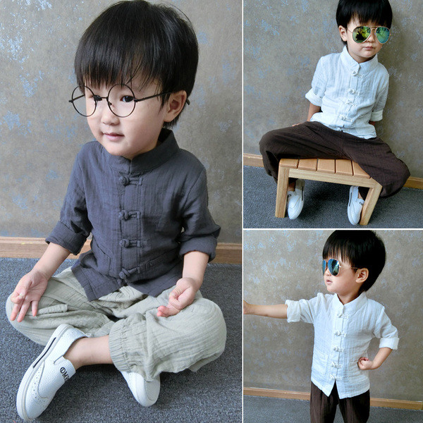 Cămașă eterică pentru copii blândă pentru băieți cu nasturi în două culori