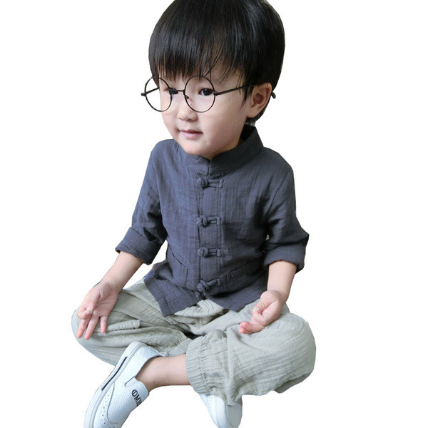 Cămașă eterică pentru copii blândă pentru băieți cu nasturi în două culori