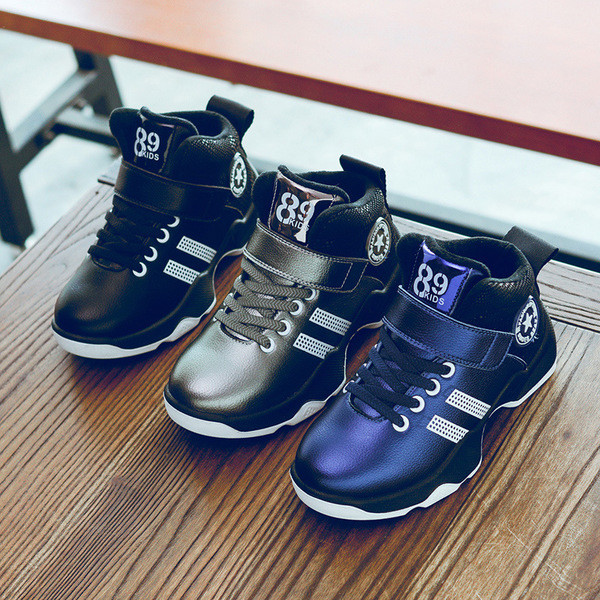 Adidasi copii din piele ecologica cu broderie velcro si imprimeu potriviti pentru fete si baieti