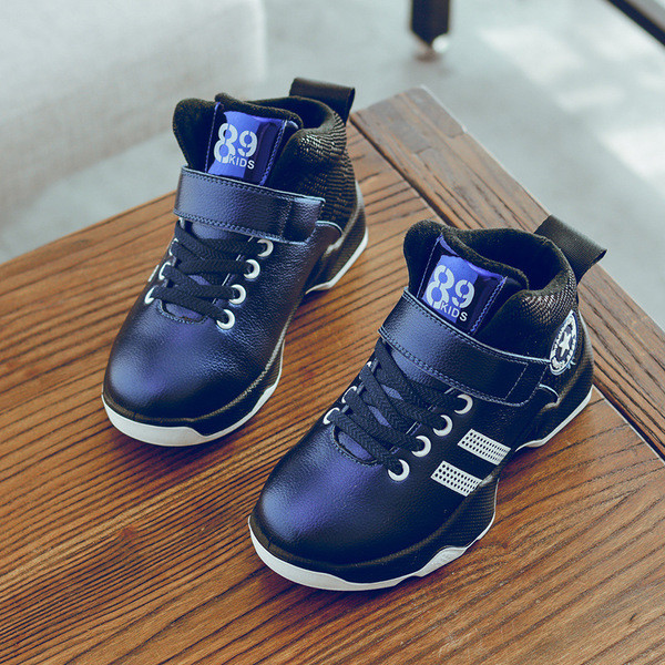 Adidasi copii din piele ecologica cu broderie velcro si imprimeu potriviti pentru fete si baieti