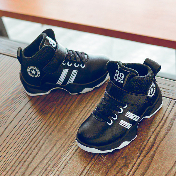 Adidasi copii din piele ecologica cu broderie velcro si imprimeu potriviti pentru fete si baieti