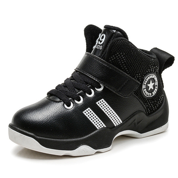 Adidasi copii din piele ecologica cu broderie velcro si imprimeu potriviti pentru fete si baieti