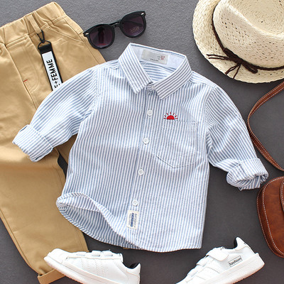 Παιδικό κομψό γυναικείο πουκάμισο με τσέπη σε χρώμα ροζ και μπλε