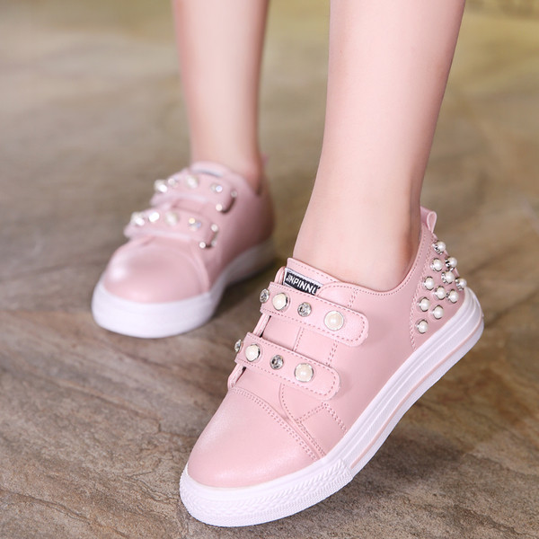 Adidasi copii pentru adolescente cu velcro si margele decorative