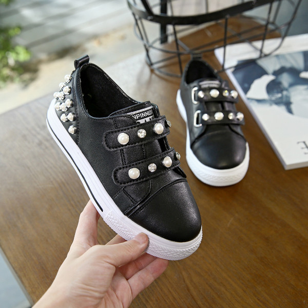 Adidasi copii pentru adolescente cu velcro si margele decorative