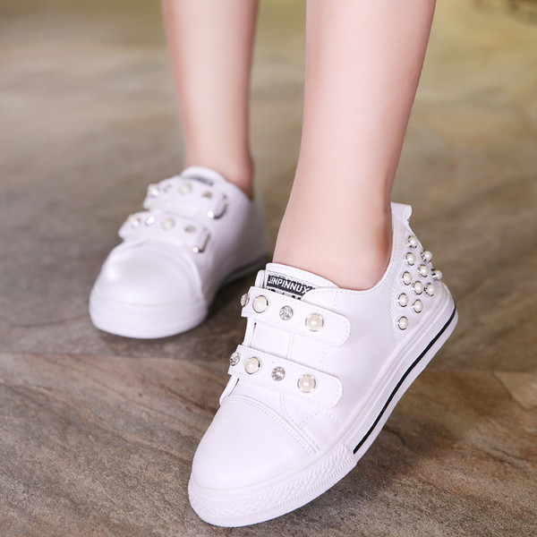 Adidasi copii pentru adolescente cu velcro si margele decorative