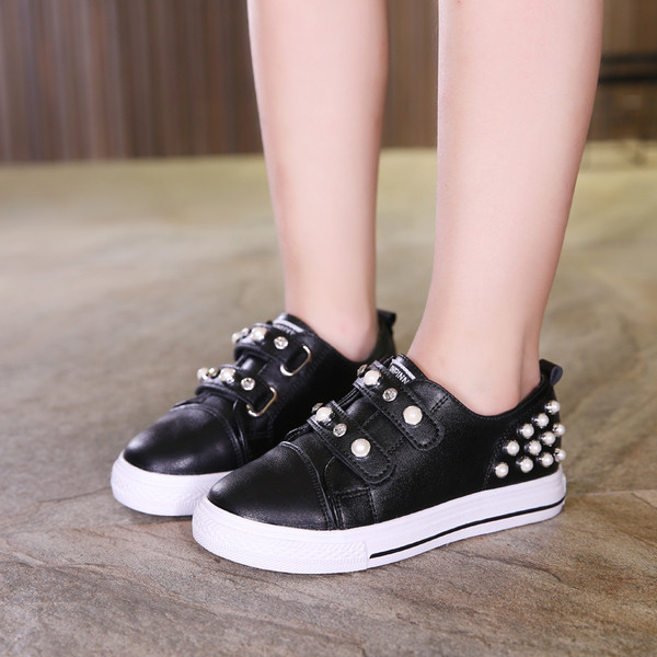 Adidasi copii pentru adolescente cu velcro si margele decorative