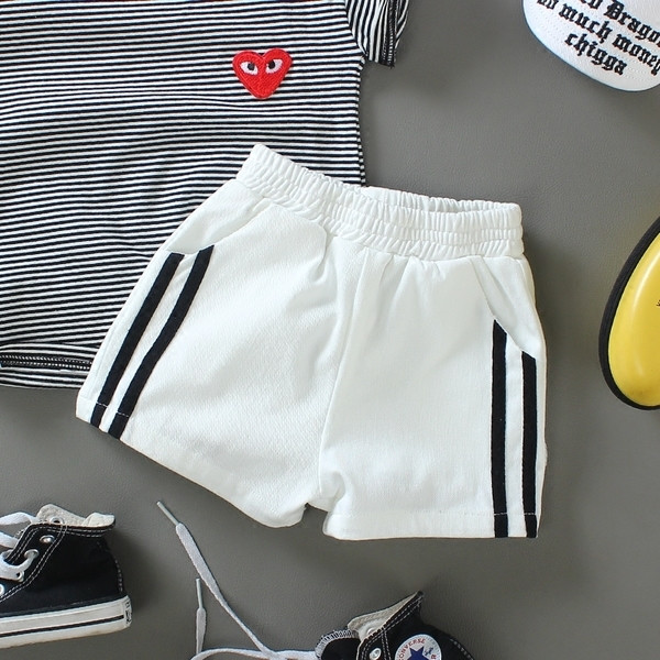 Αθλητικά - casual παιδικά σορτς για αγόρια με έγχρωμο περίγραμμα - δύο χρώματα