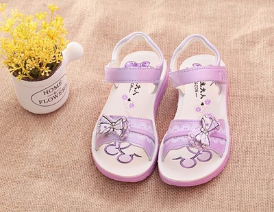 Детски сандали за момичета в различни свежи цветове - два модела -  с елемент пеперуда/панделка