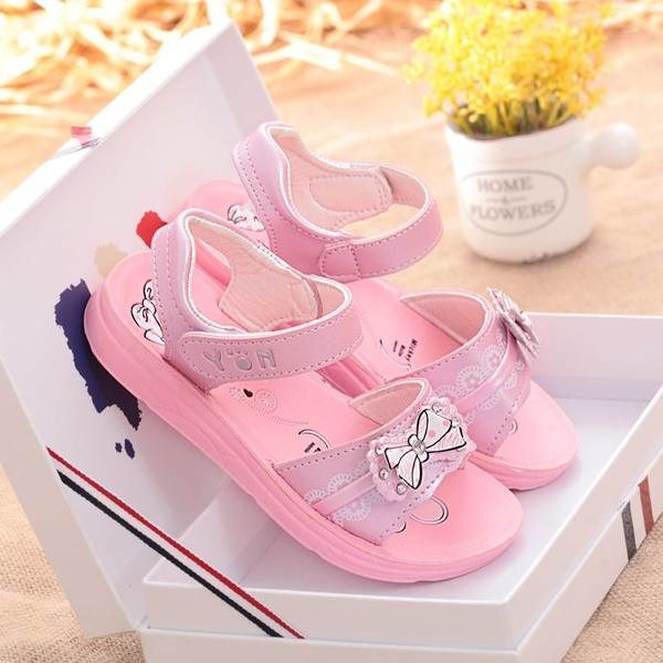 Sandale copii pentru fete in diferite culori proaspete - doua modele - cu element fluture/panglica