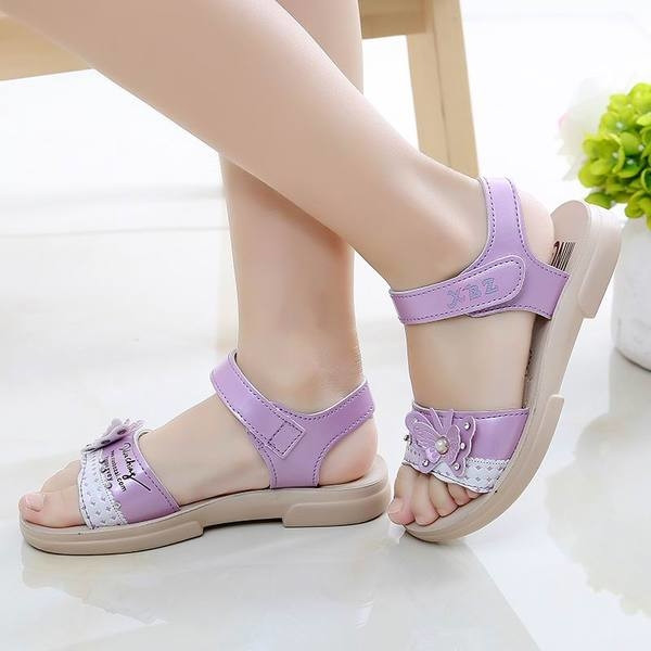 Sandale copii pentru fete in diferite culori proaspete - doua modele - cu element fluture/panglica