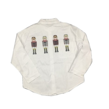 Παιδικό αθλητικό κομψό πουκάμισο για αγόρια ελεύθερου στιλ με λευκή πλάτη έγχρωμη εφαρμογή