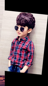 Cămașă elegantă pentru copii în carouri pentru băieți cu guler în formă de V în două culori