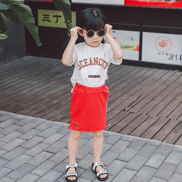 Set sport și de zi cu zi pentru copii pentru fete - fustă și tricou