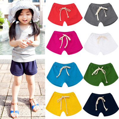 Casual children`s shorts in different colors for girls