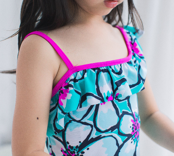 Costum de baie complet pentru fete pentru copii cu imprimeu