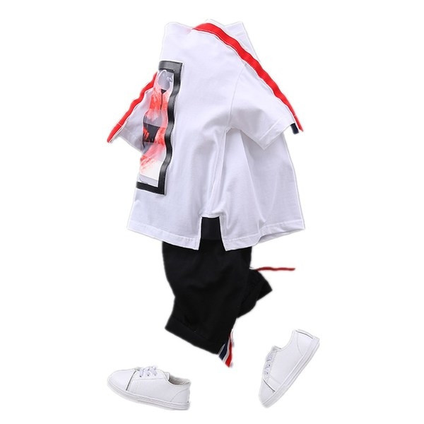 Echipa sportiva pentru copii pentru baieti in stil hip-hop cu aplicare de culoare in alb si negru