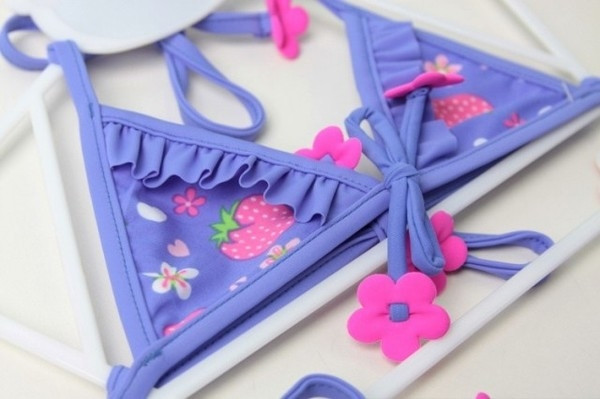 Costum de baie pentru fete pentru copii in doua parti cu imprimeu