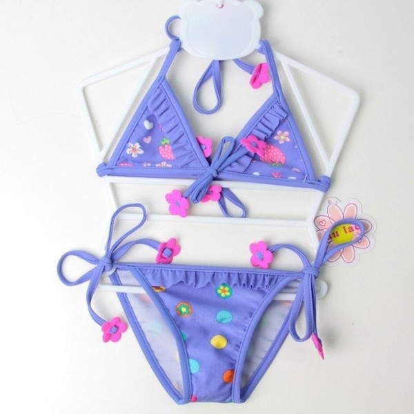 Costum de baie pentru fete pentru copii in doua parti cu imprimeu