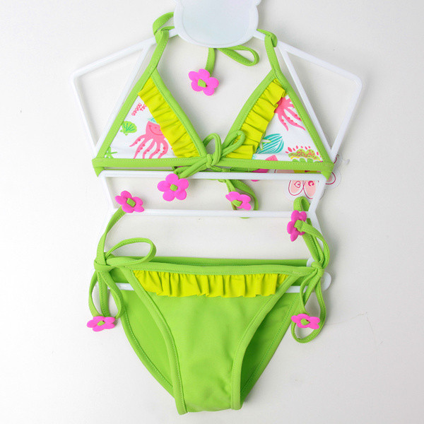 Παιδικό μαγιό για κορίτσια σε πράσινο χρώμα με εκτύπωση