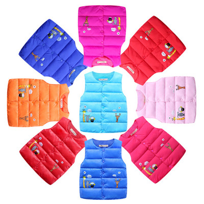 Children`s vest in different colors and prints suitable for girls and boys