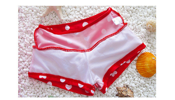 Costum de baie blând pentru fete în două părți cu puncte roșii