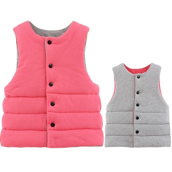 Gyerekmellény két arccal, különböző színben, alkalmas lányoknak és fiúknak gombokkal