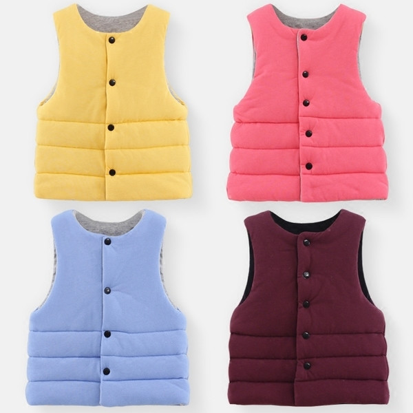 Gyerekmellény két arccal, különböző színben, alkalmas lányoknak és fiúknak gombokkal