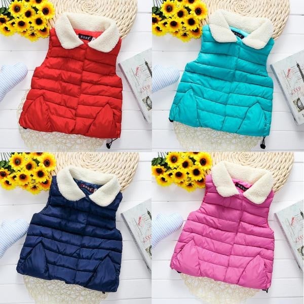 Vesta pentru copii pentru fete cu guler in mai multe culori