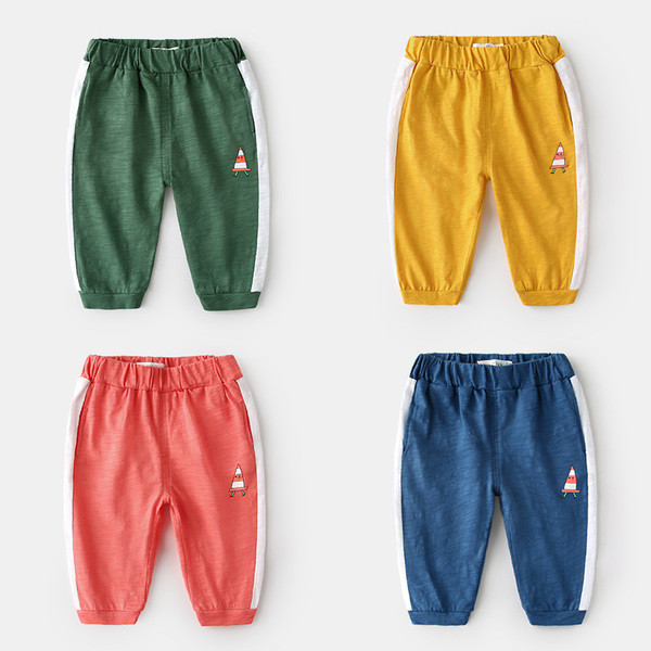 Pantaloni scurți 3/4 copii cu decor panglică și imprimeu în mai multe culori