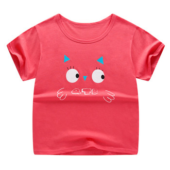 Παιδικό μπλουζάκι με κοντό μανίκι σε διάφορα χρώματα για κορίτσια και αγόρια με κινούμενα σχέδια 
