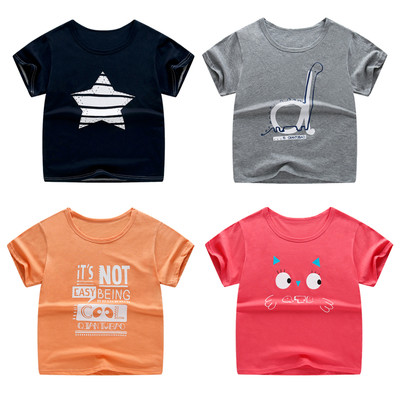 Детска тениска с къс ръкав в различни цветове за момичета и момчета с анимация и наспис