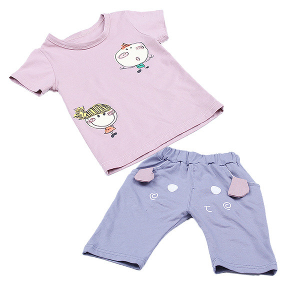 Set sport-casual pentru copii pentru fete în două părți - Tricou cu aplicație colorată + pantaloni cu buzunare adânci în două culori