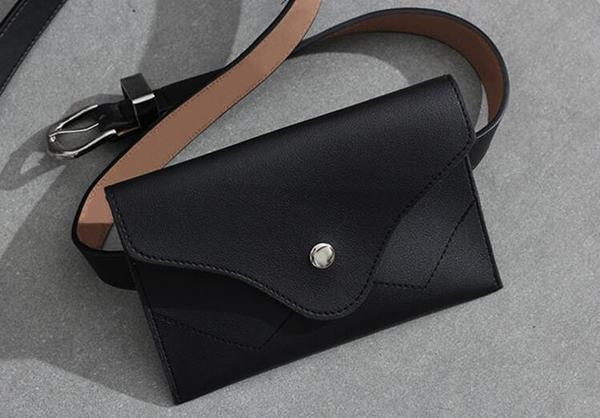 Mini geantă simplă de damă în talie maro și negru