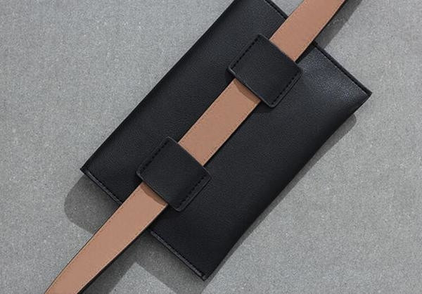 Mini geantă simplă de damă în talie maro și negru