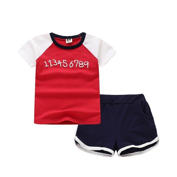 Echipa sportivă pentru copii pentru fete și băieți în două părți - tricou + pantaloni scurți cu margini colorate în multe culori diferite