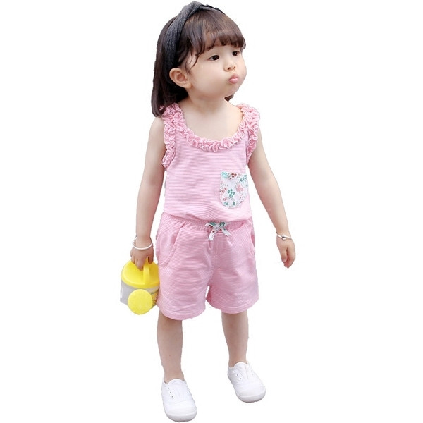 Set blând pentru copii pentru fete în două părți - maiou + pantaloni scurți, două modele