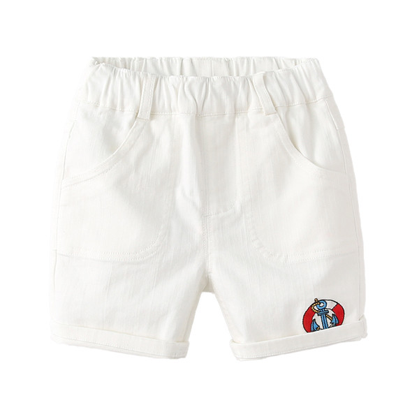 Blugi scurti de vara in alb si albastru pentru baieti cu mini imprimeu