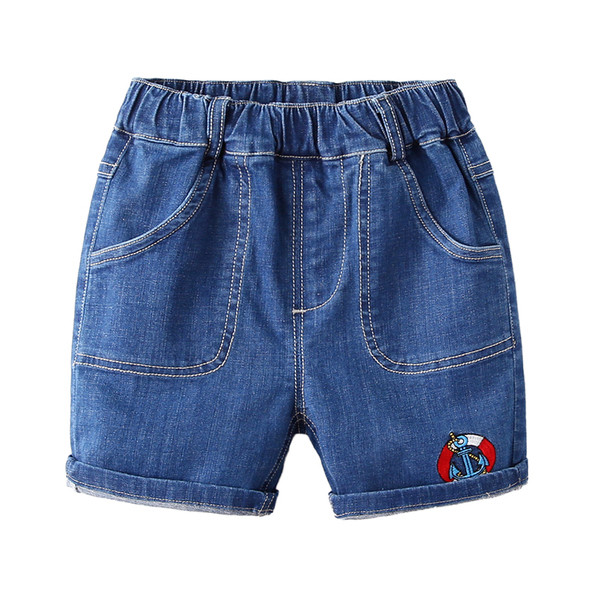Blugi scurti de vara in alb si albastru pentru baieti cu mini imprimeu