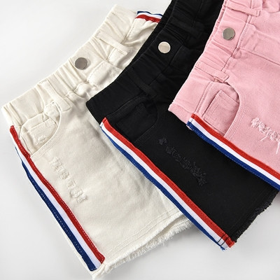 Children`s shorts with colored side edging for a girl