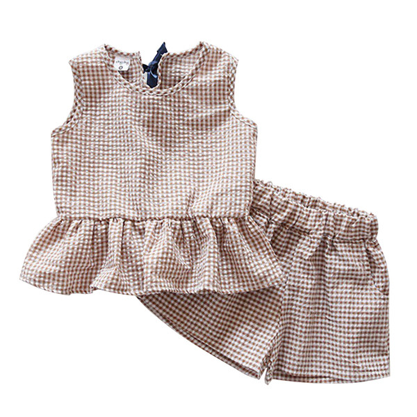 Set modern pentru copii în dungi pentru fete în două părți - maiou + pantaloni scurți în trei culori