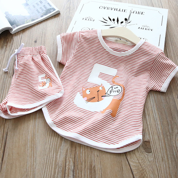 Set copii in dungi pentru fete si baieti in doua parti cu aplicare de culoare in patru culori